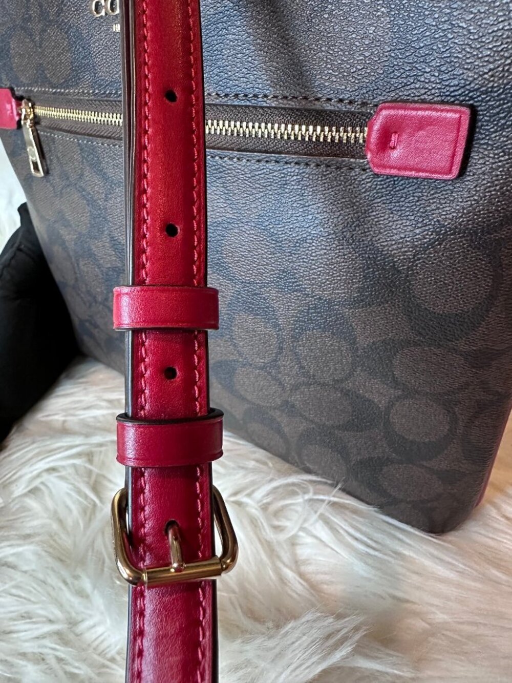 Coach Rowan Crossbody File Bag In Red/Signature Canvas - Picture 4 of 11